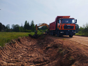 Работы на дороге Подъезд к деревне Борутино