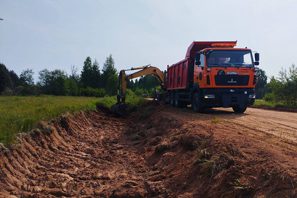 Работы на дороге Подъезд к деревне Борутино